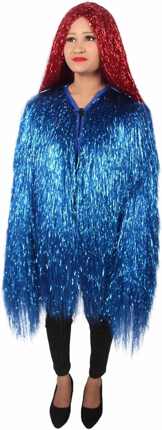 Unisex Thin Metallic Tinsel Foil Jacket - Extra Dense Shiny Glitter Costumes | Loose Fit Festival Fun Rave Dress