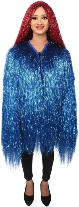 Unisex Thin Metallic Tinsel Foil Jacket - Extra Dense Shiny Glitter Costumes | Loose Fit Festival Fun Rave Dress
