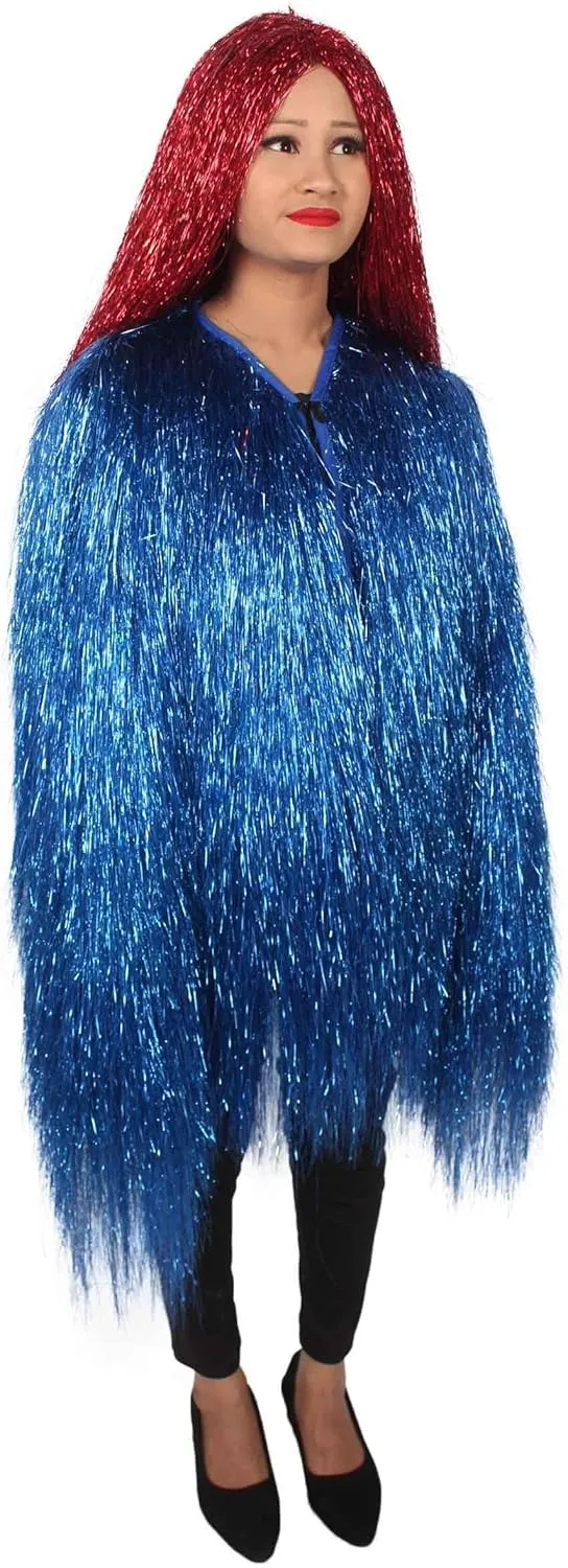 Unisex Thin Metallic Tinsel Foil Jacket - Extra Dense Shiny Glitter Costumes | Loose Fit Festival Fun Rave Dress