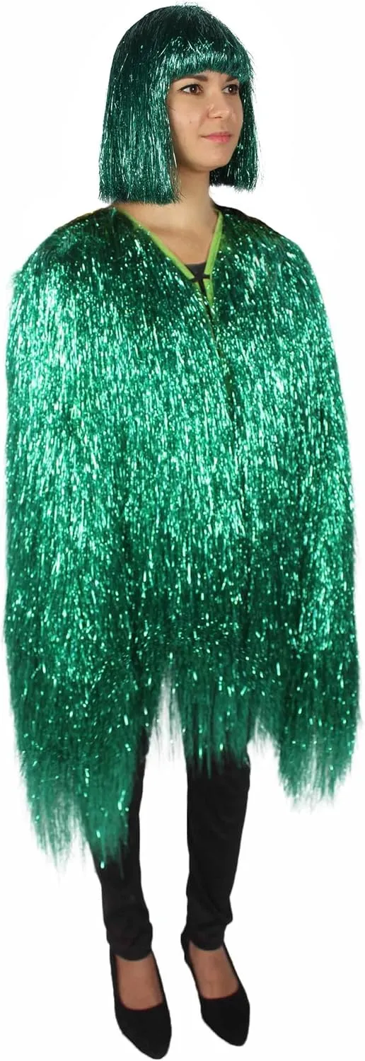 Unisex Thin Metallic Tinsel Foil Jacket - Extra Dense Shiny Glitter Costumes | Loose Fit Festival Fun Rave Dress
