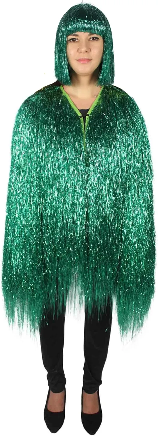 Unisex Thin Metallic Tinsel Foil Jacket - Extra Dense Shiny Glitter Costumes | Loose Fit Festival Fun Rave Dress