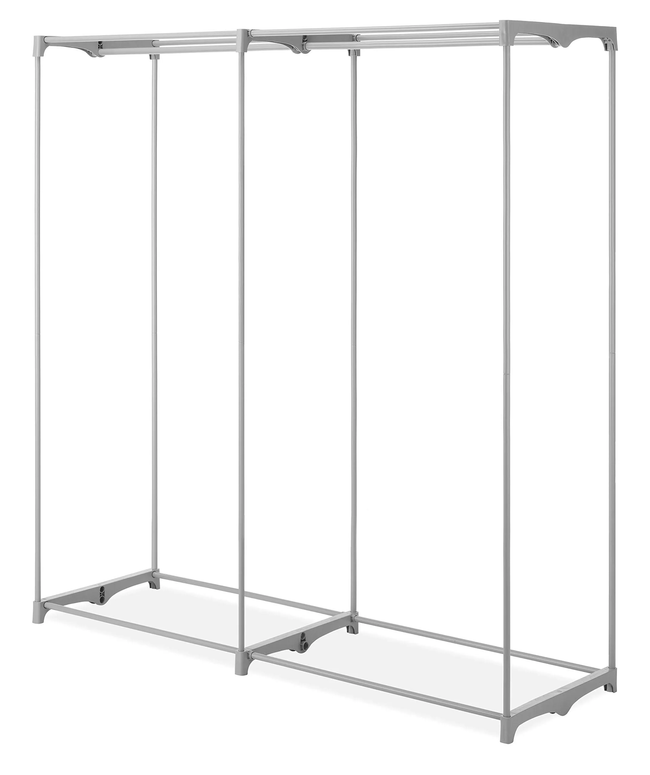 Whitmor Portable Wardrobe Clothes Storage Organizer Closet with Hanging Rack - Extra Wide -Grey Color - No-tool Assembly - Extra Strong & Durable - 60"L x 19.5"W x 64"