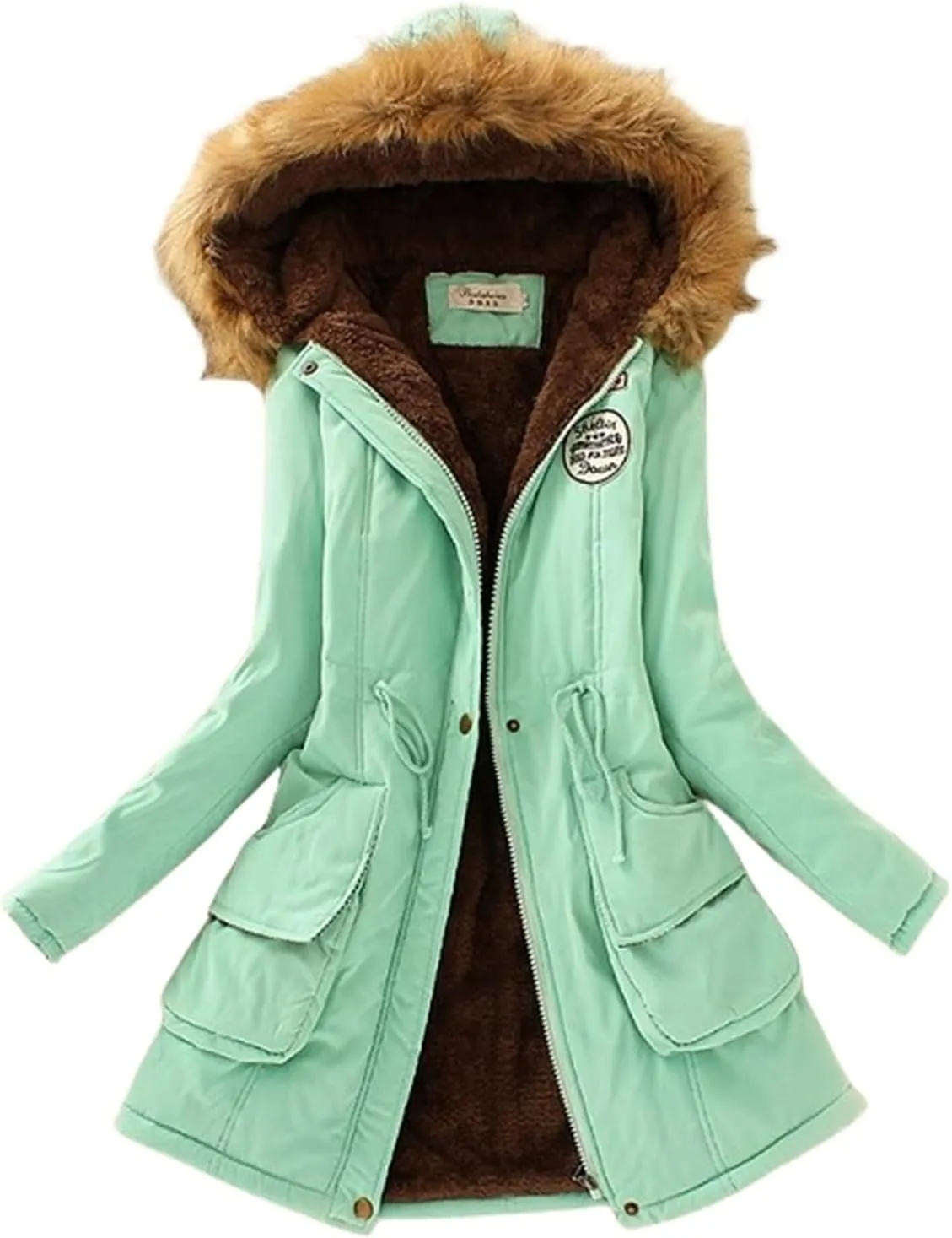 Winter Coats for Women Long Thicken Padded Jacket Fashion Warm Cold Weather Parkas Zip Up Hooded Clothes Plus Size