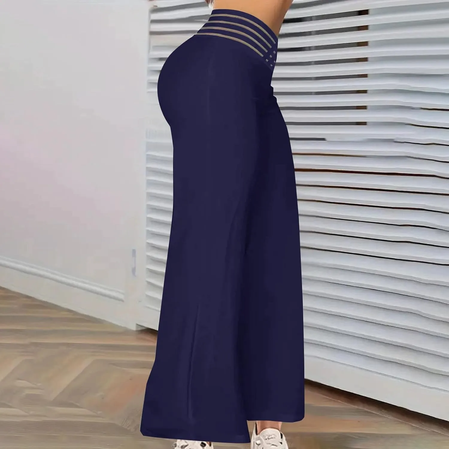 Women Sexy Hollow Out Waist Pants Wide Leg Hide Belly Slacks Stylish Solid Color Loose Fit Trousers 2025