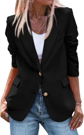 Womens Blazers for Work Casual Blazer Dressy Open Front Long Sleeve Work Office Jackets Fashion Lapel Suit Jacket