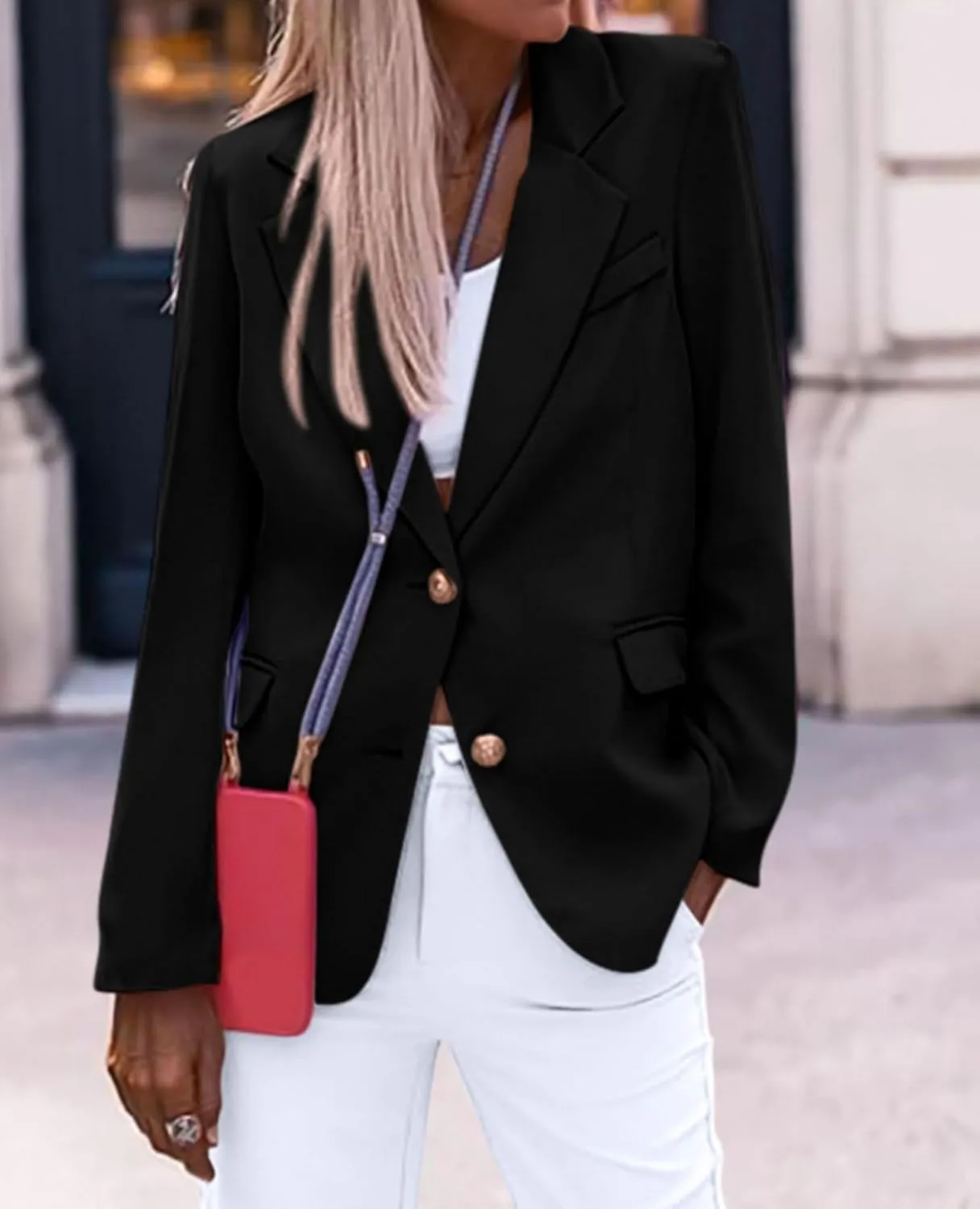 Womens Blazers for Work Casual Blazer Dressy Open Front Long Sleeve Work Office Jackets Fashion Lapel Suit Jacket