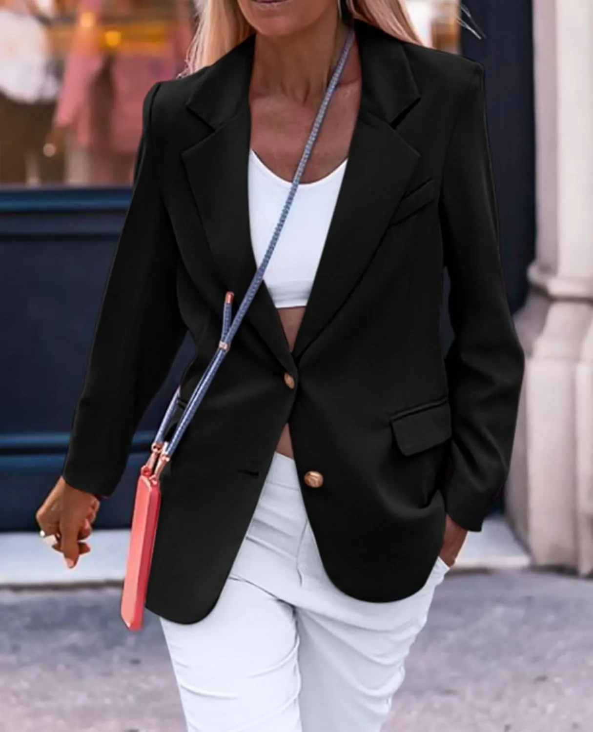 Womens Blazers for Work Casual Blazer Dressy Open Front Long Sleeve Work Office Jackets Fashion Lapel Suit Jacket