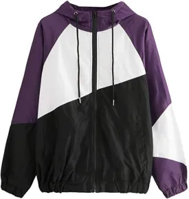 Women's Plus Size Waterproof Rain Jackets Lightweight Hooded Windbreaker Packable Active Outdoor Color Block Raincoat