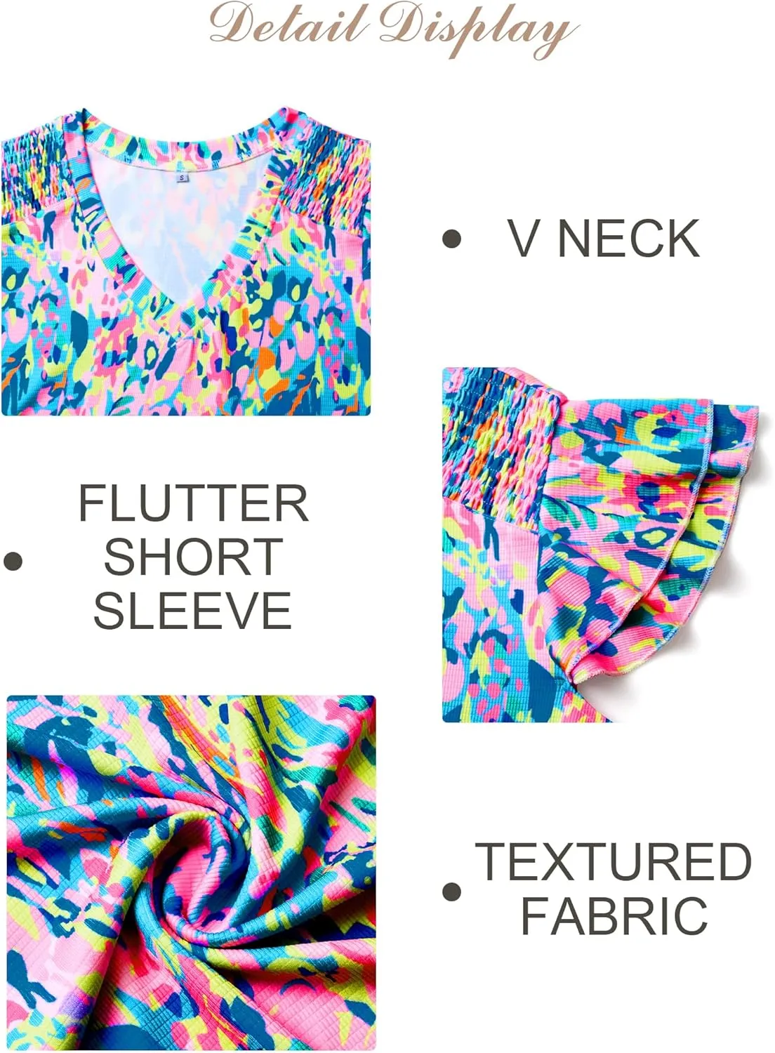 Womens Ruffle Sleeve Tops Summer Dressy Casual V Neck Tunics for Leggings Sleeveless Blouses Shirts
