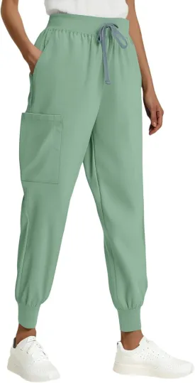 Womens Scrub Pants - Soft Stretch Yoga Style with Pockets, Slim Drawstring Jogger Scrubs