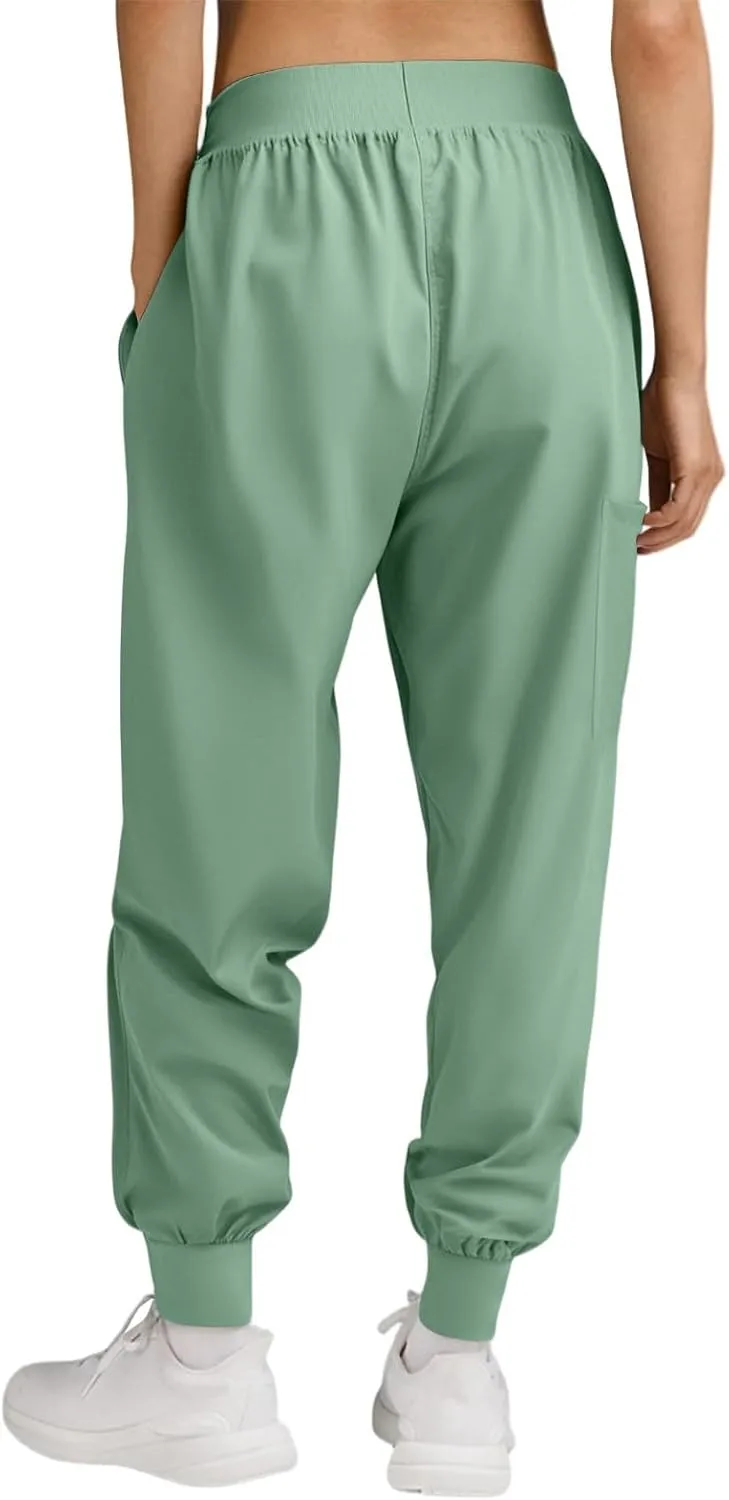 Womens Scrub Pants - Soft Stretch Yoga Style with Pockets, Slim Drawstring Jogger Scrubs