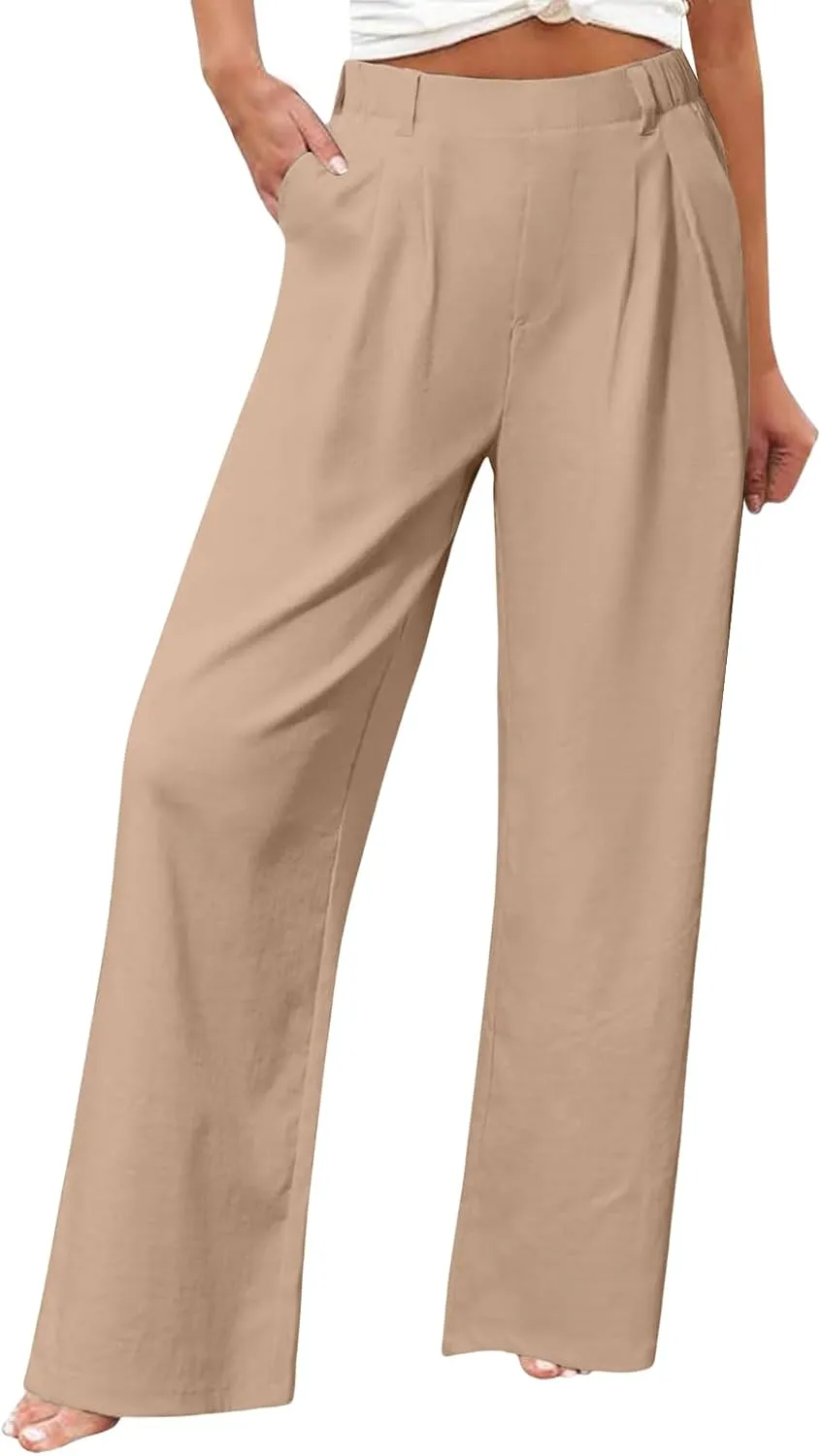 Womens Work Pants Business Casual High Waisted Wide Leg Dress Trousers Office Slacks with Pockets