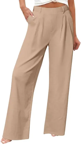 Womens Work Pants Business Casual High Waisted Wide Leg Dress Trousers Office Slacks with Pockets