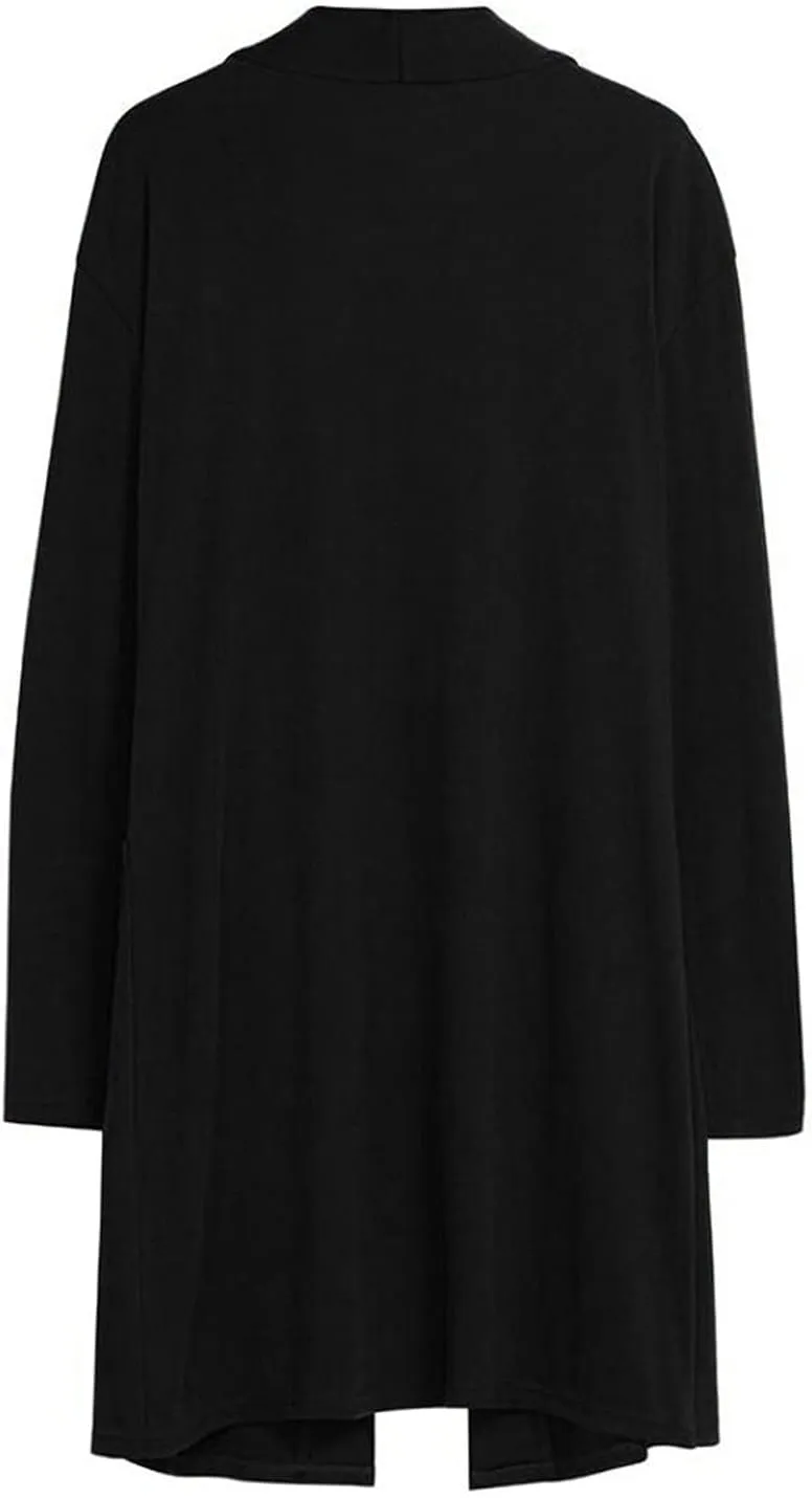 XUNRYAN Women's Long Cardigan Casual Long Sleeve Flowy Open Front Knee Length Drape Lightweight Duster Cardigans with Pockets
