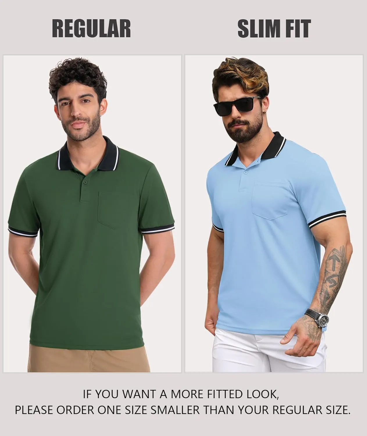 ZITY Mens Polo Shirts Casual Short Sleeve Athletic T-Shirts Classic Contrast Collar Shirt with Pocket